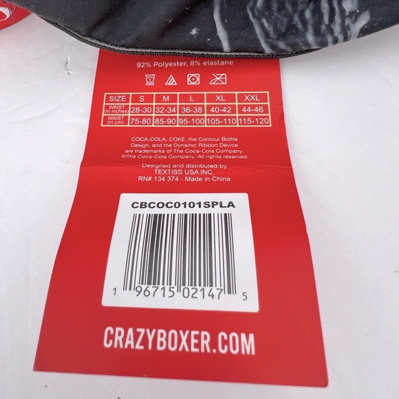 CRAZY BOXER BRIEFS COCA COLA DESIGN, 92%  POLYESTER 8% “ELASTHANNE,” LARGE - Picture 10 of 11